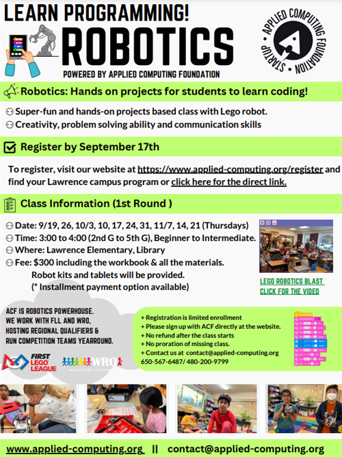 Enrollment info for RObotics