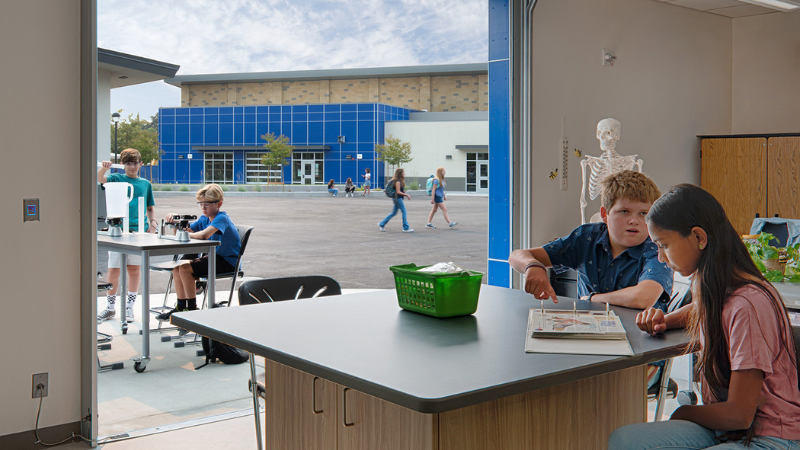 Students learning in a classroom